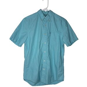 TOMMY HILFIGER Men’s Sz XS Preppy Light Blue Cotton Short Sleeve Button-Up Shirt